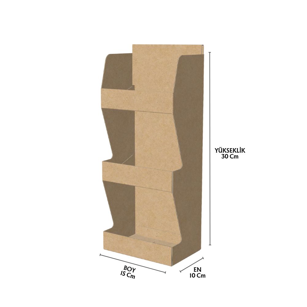 10x15x30 cm Karton Üç Katlı Dergilik Stand