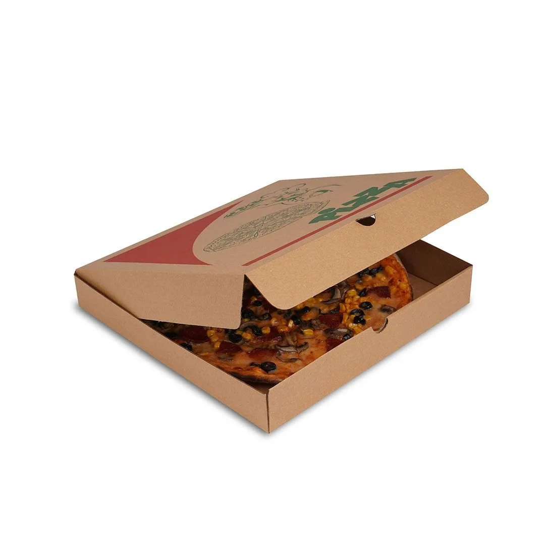 32x32x5 cm Baskılı Pizza Kutusu – Esmer – 100'lü Paket
